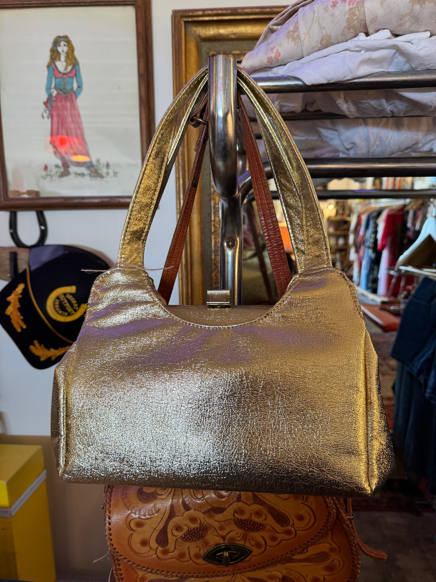 70s gold handbag