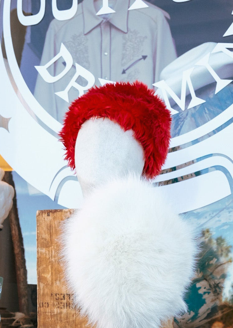 1960s Red Fur Hat from France