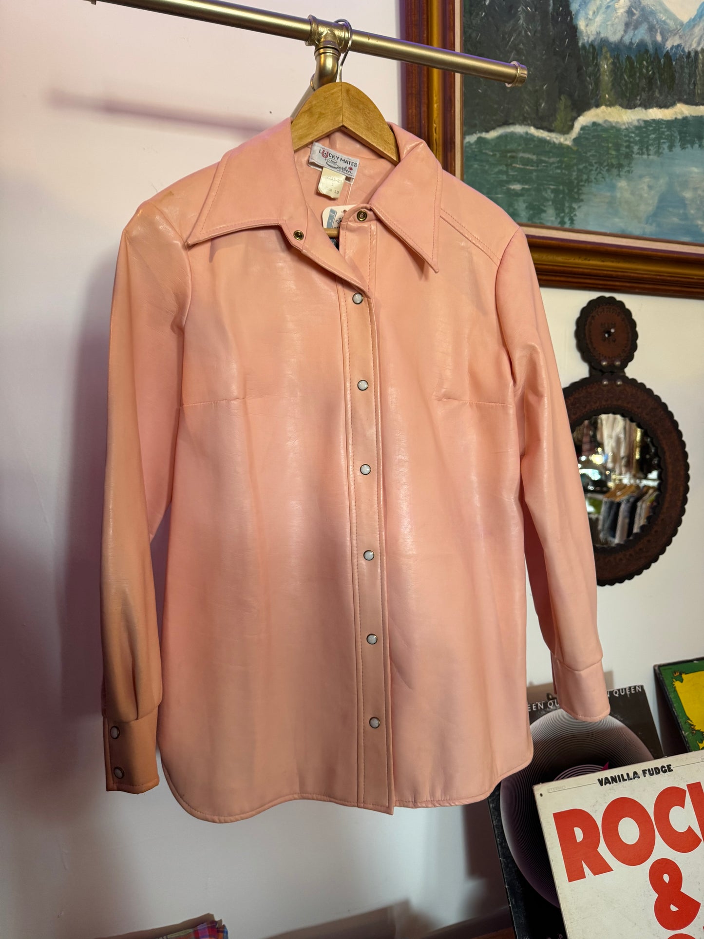 70s pink pearlsnap jacket Sz S - M