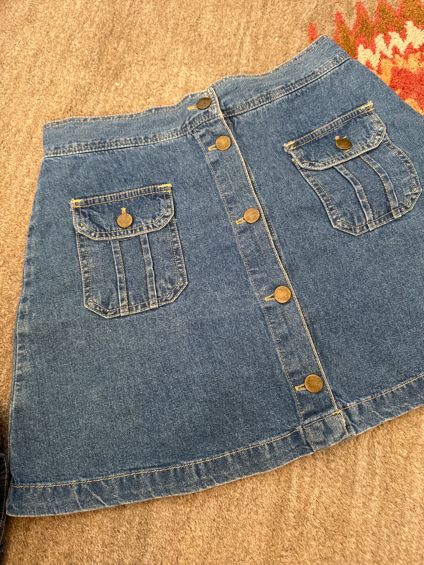 Y2k denim pocket mini skirt Sz 28