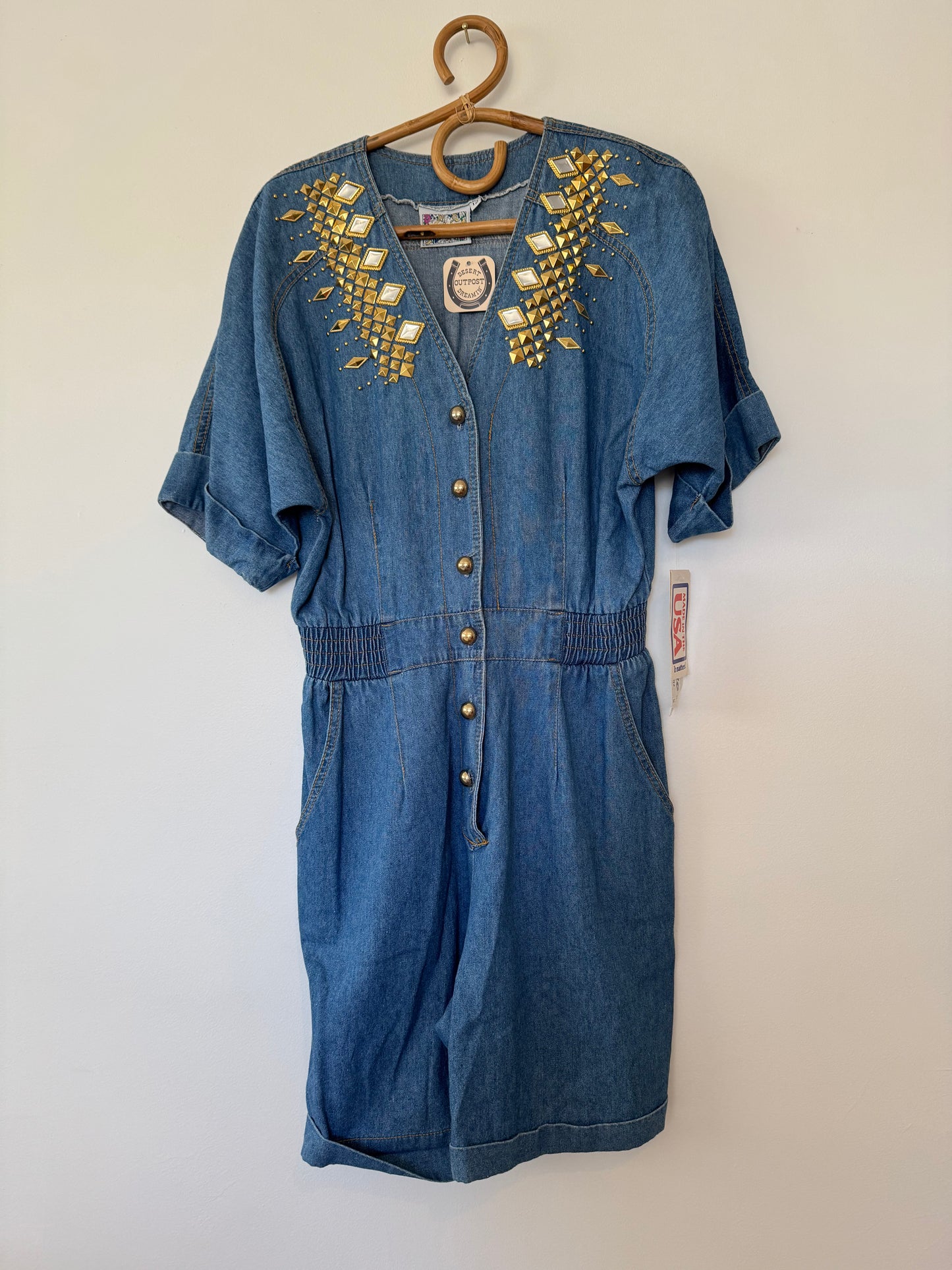 80s rhinestone cowgirl romper Sz M / L