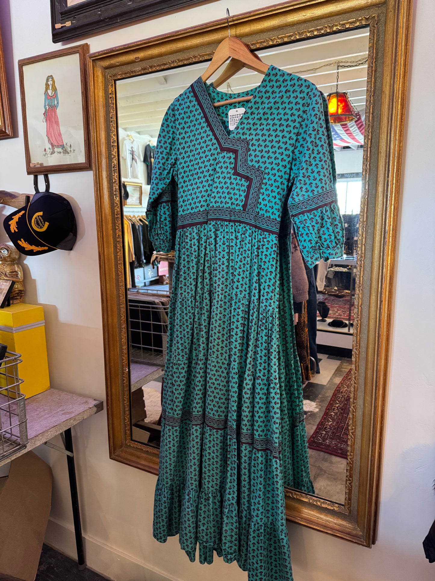 Vintage India turquoise maxi Sz M