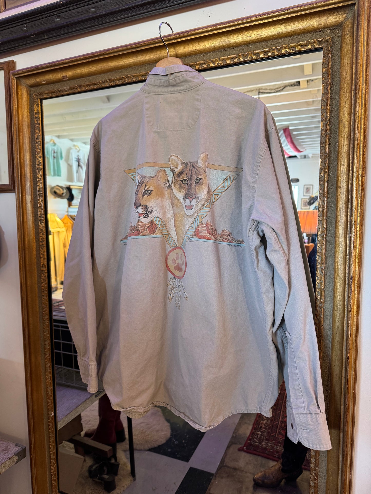 90s canvas Cougar button up Sz L