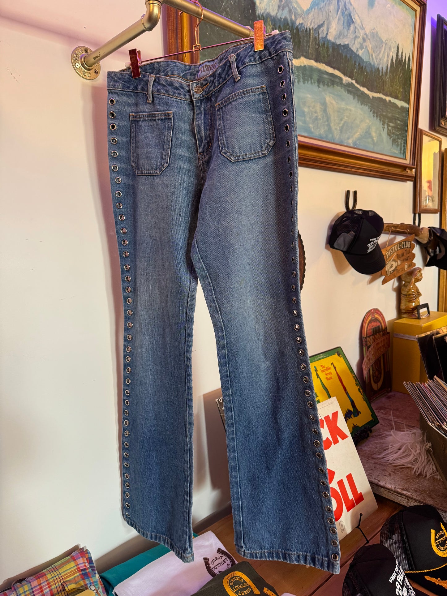 Y2k denim cut out jeans Sz 30
