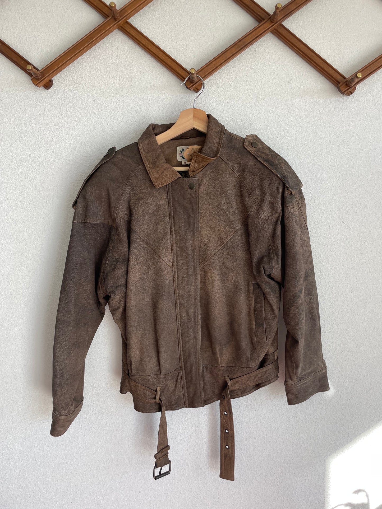 90s Brown Leather Bomber
