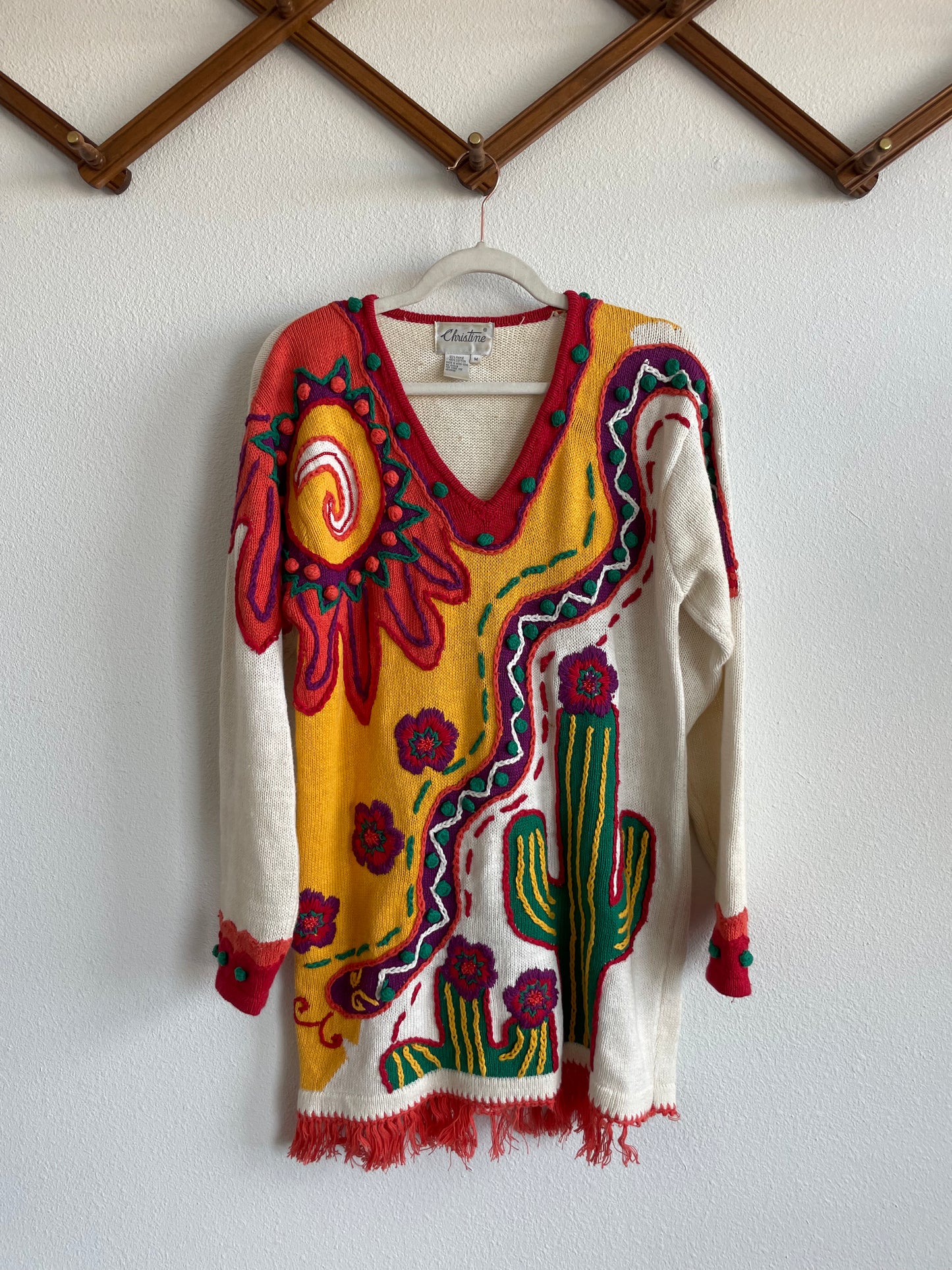 90s Cactus Embroidered Sweater