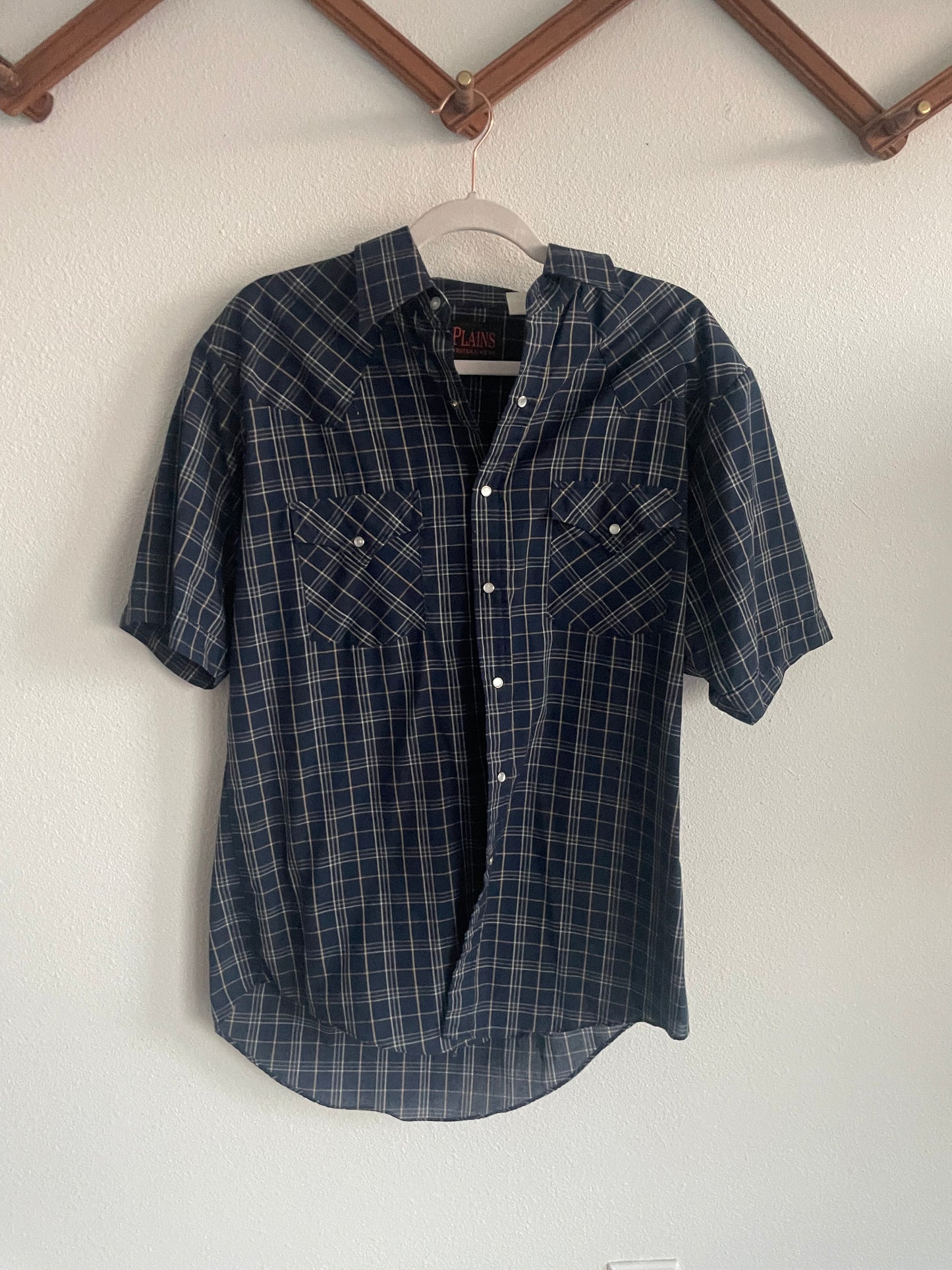 Western Blue Pearlsnap Shortie Sz M