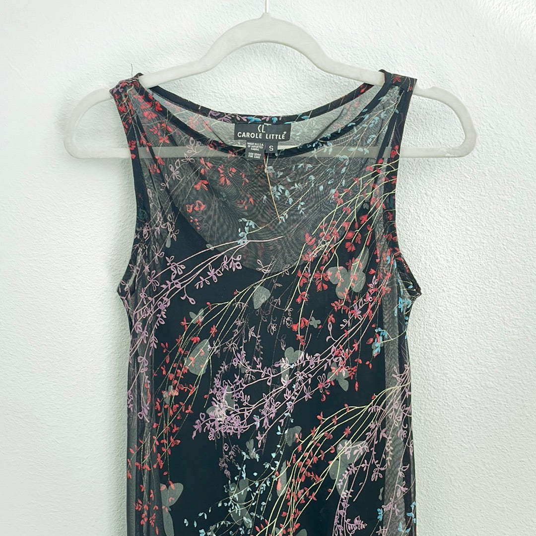 90s 2 piece sheer butterfly and floral dress Sz S