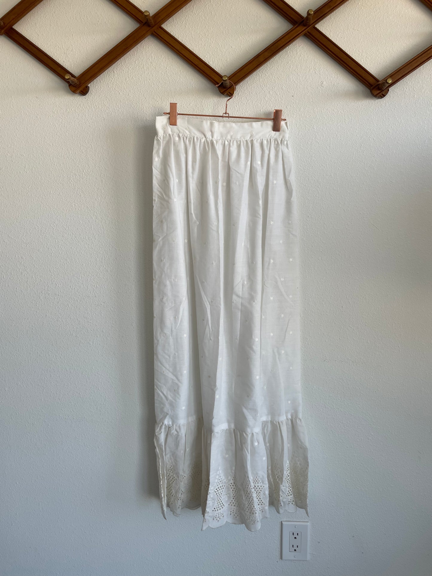 1970s Cotton Maxi Skirt Sz XS - S