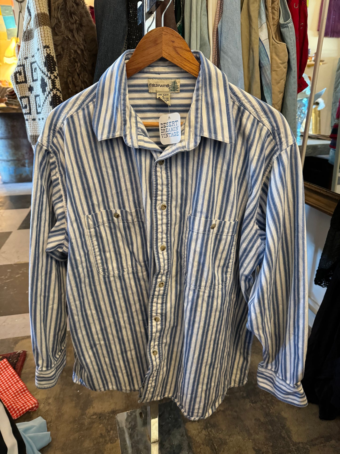 Vintage stripe cotton button up Sz L / XL