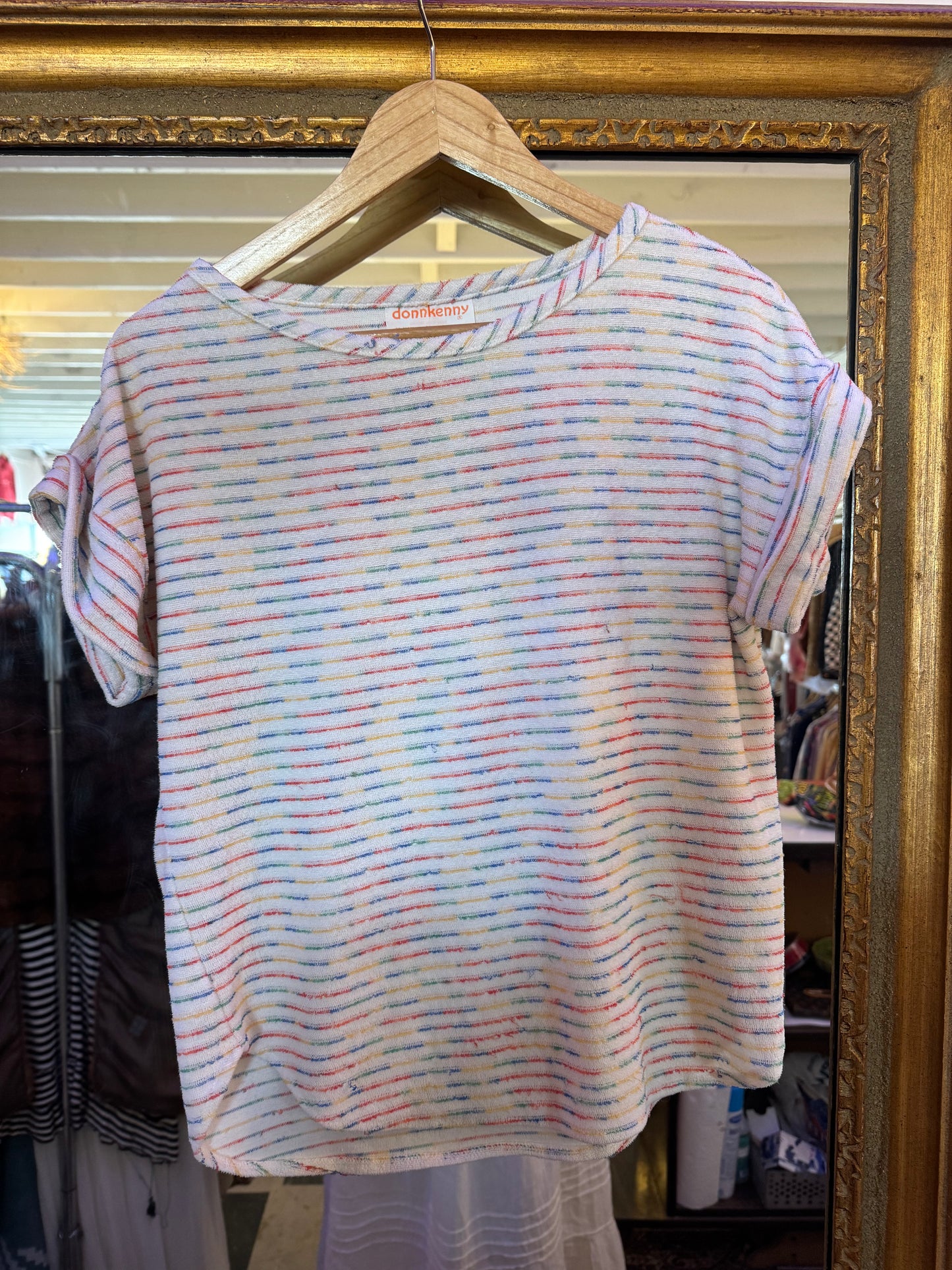 70s rainbow terry cloth top