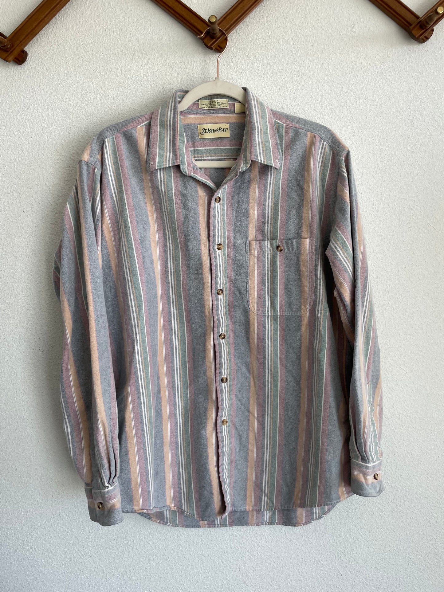 Vintage striped cotton button up Sz L