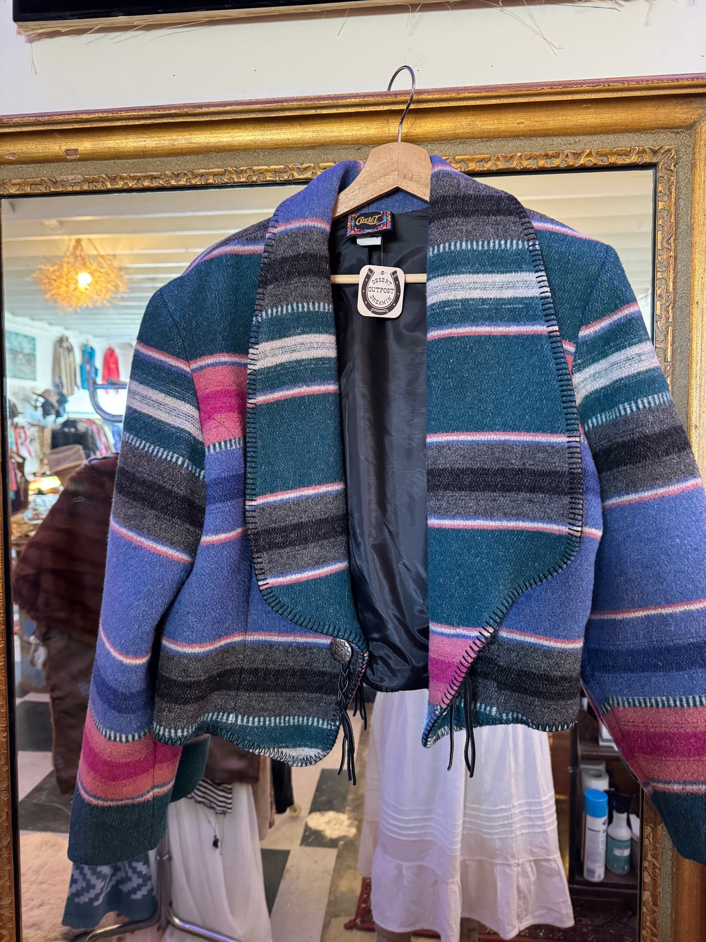 Vintage Southwestern Blanket Crop Coat Sz M / L