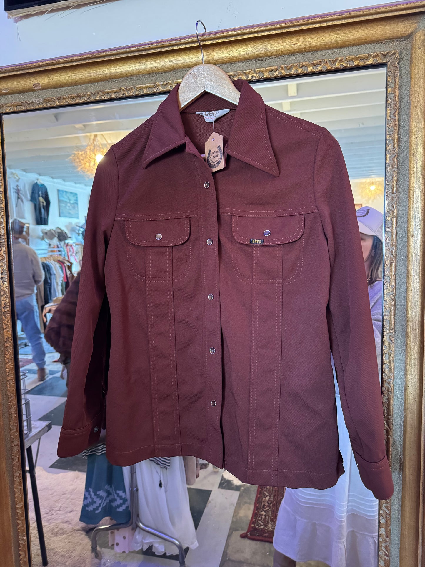 1970s chocolate Lee pearlsnap Sz S / M