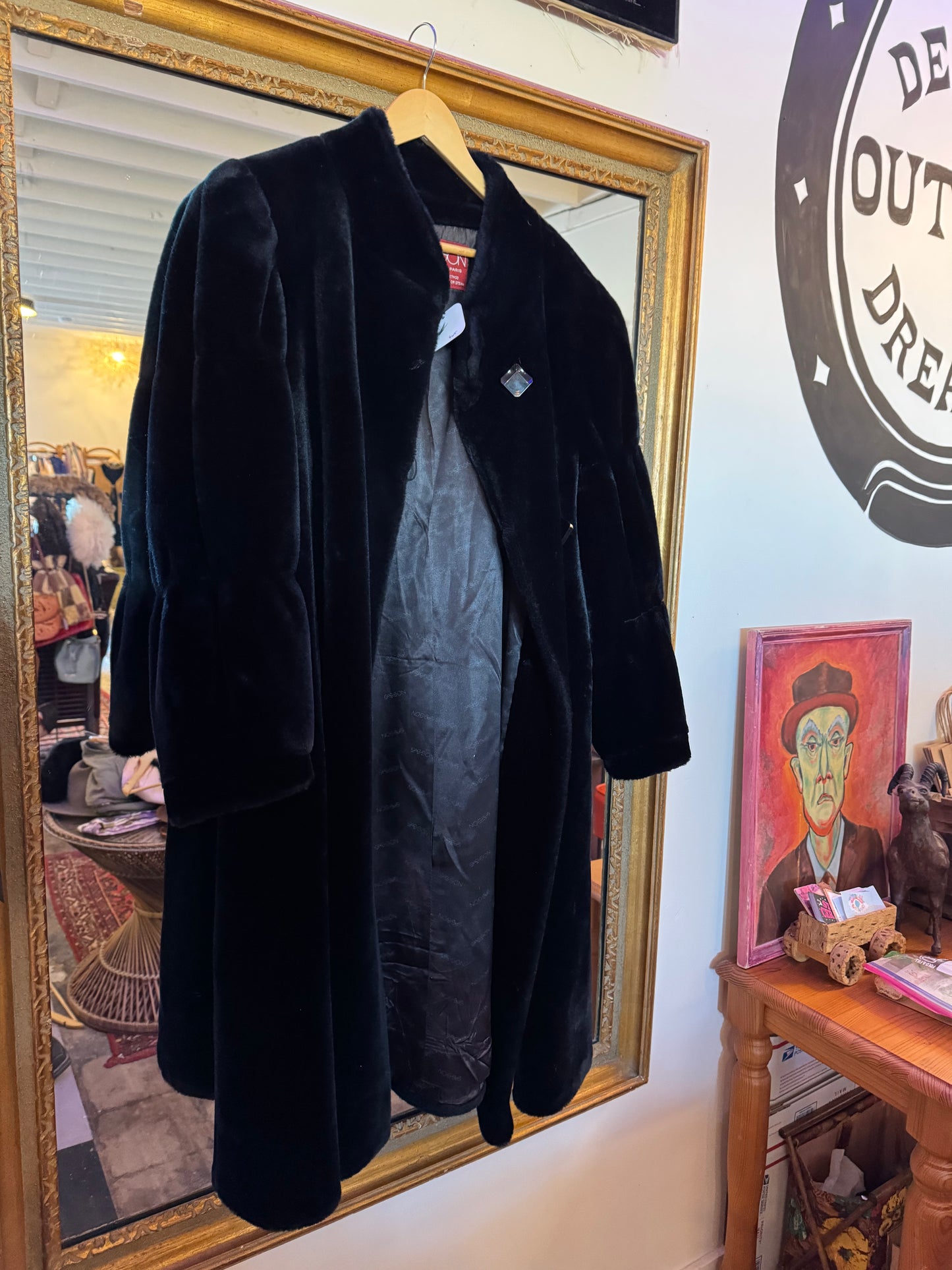 1980s Black Faux Fur Coat