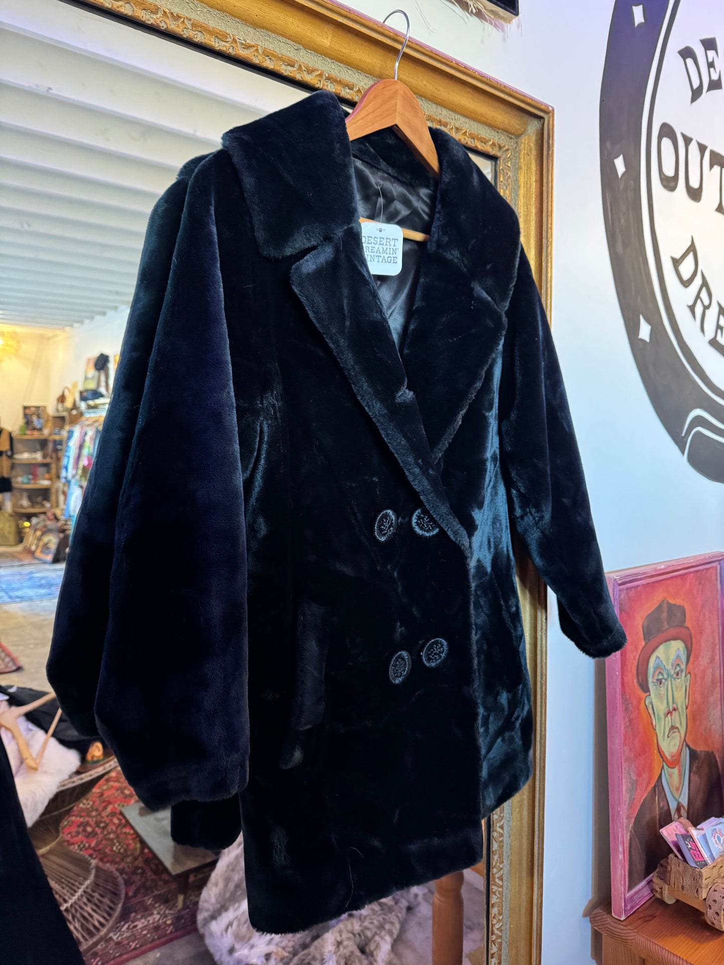 1960s Faux Fur Coat Sz S / M