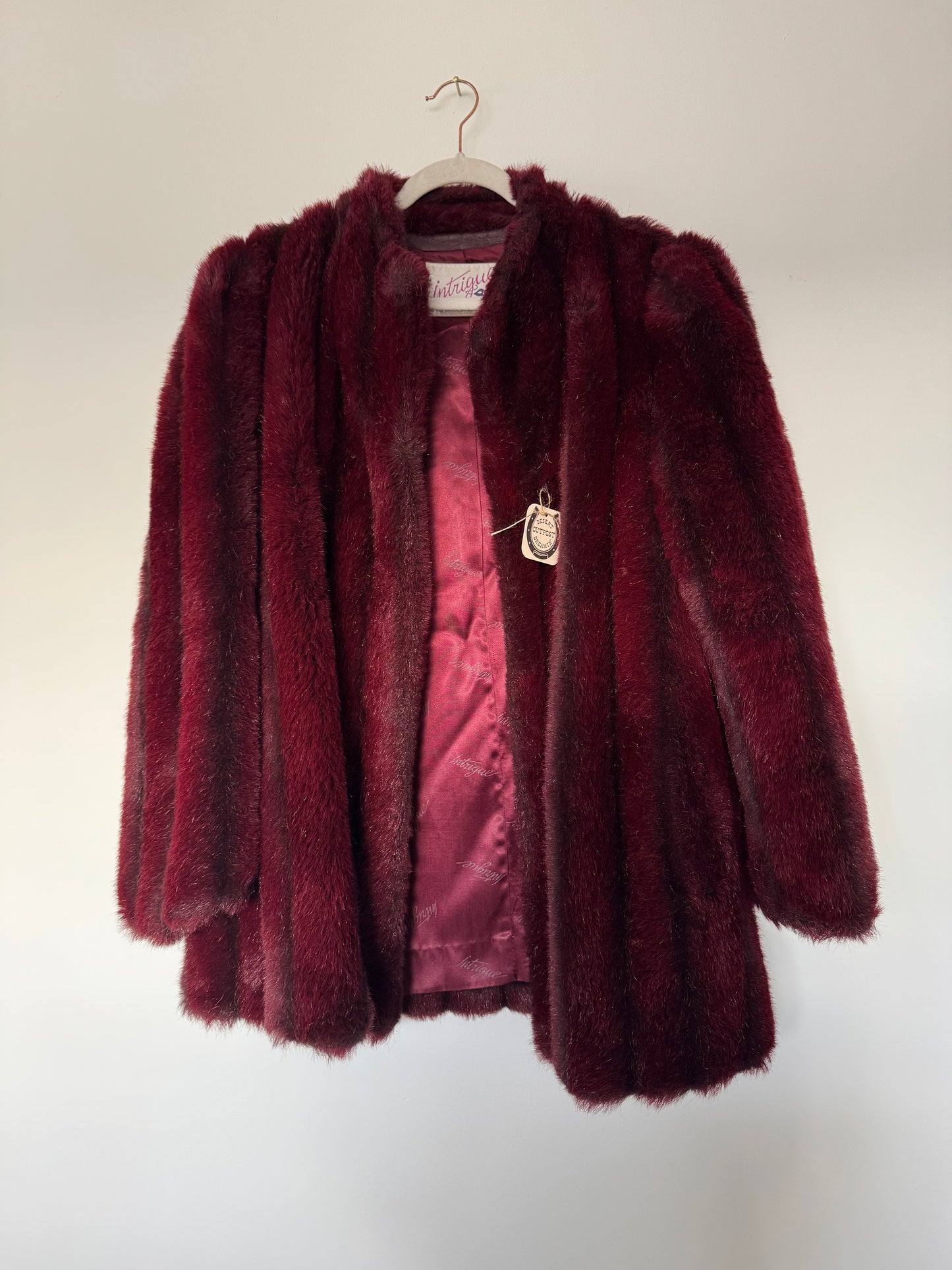 80s Faux Fur Red Coat Sz M