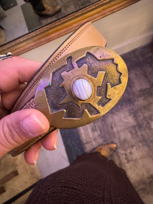 Vintage belt + brass buckle Sz S