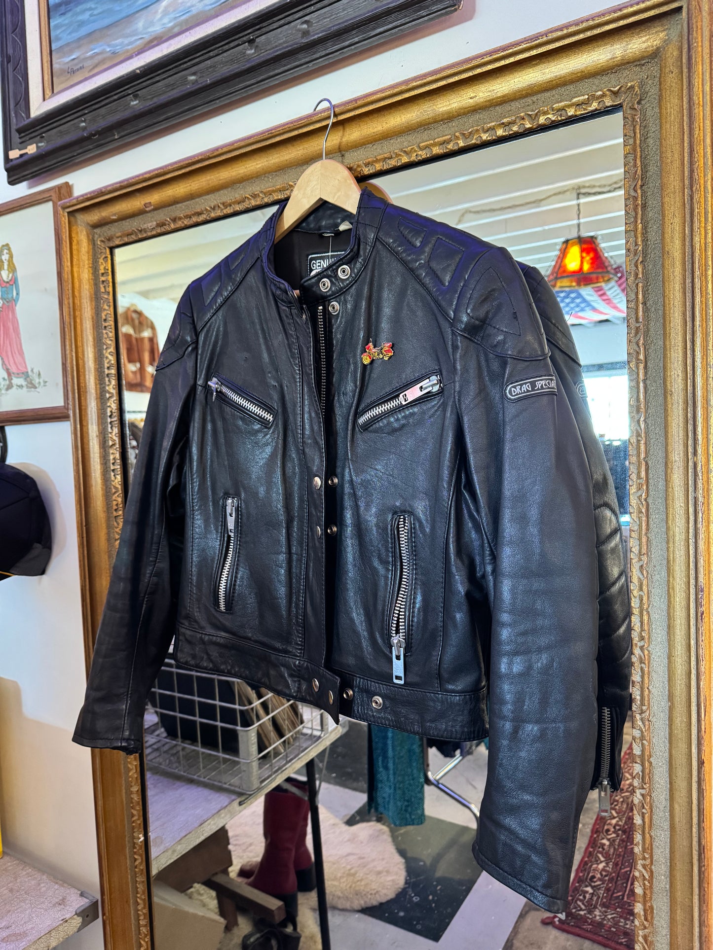 90s Leather moto jacket Sz M - L