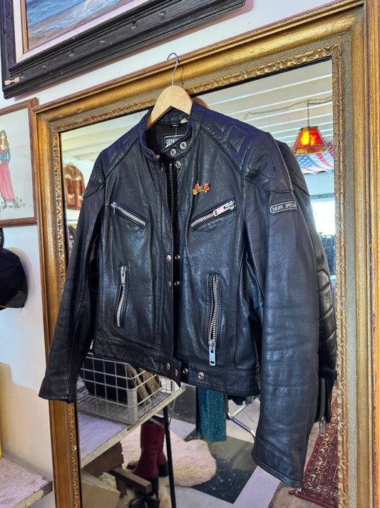 90s Leather moto jacket Sz M - L