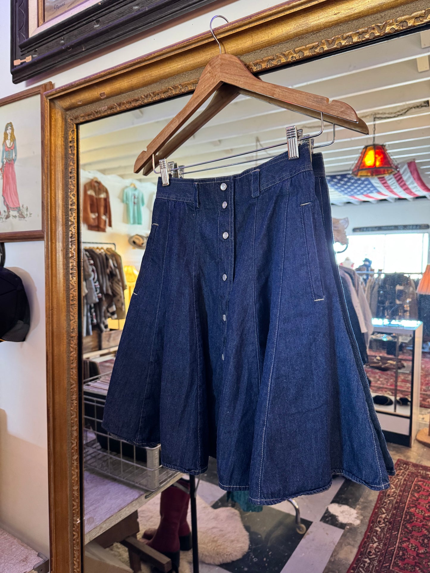 90s Denim Pearlsnap skirt Sz 27