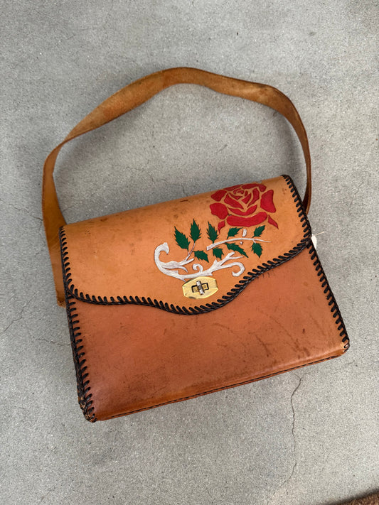 Vintage Rose tooled bag