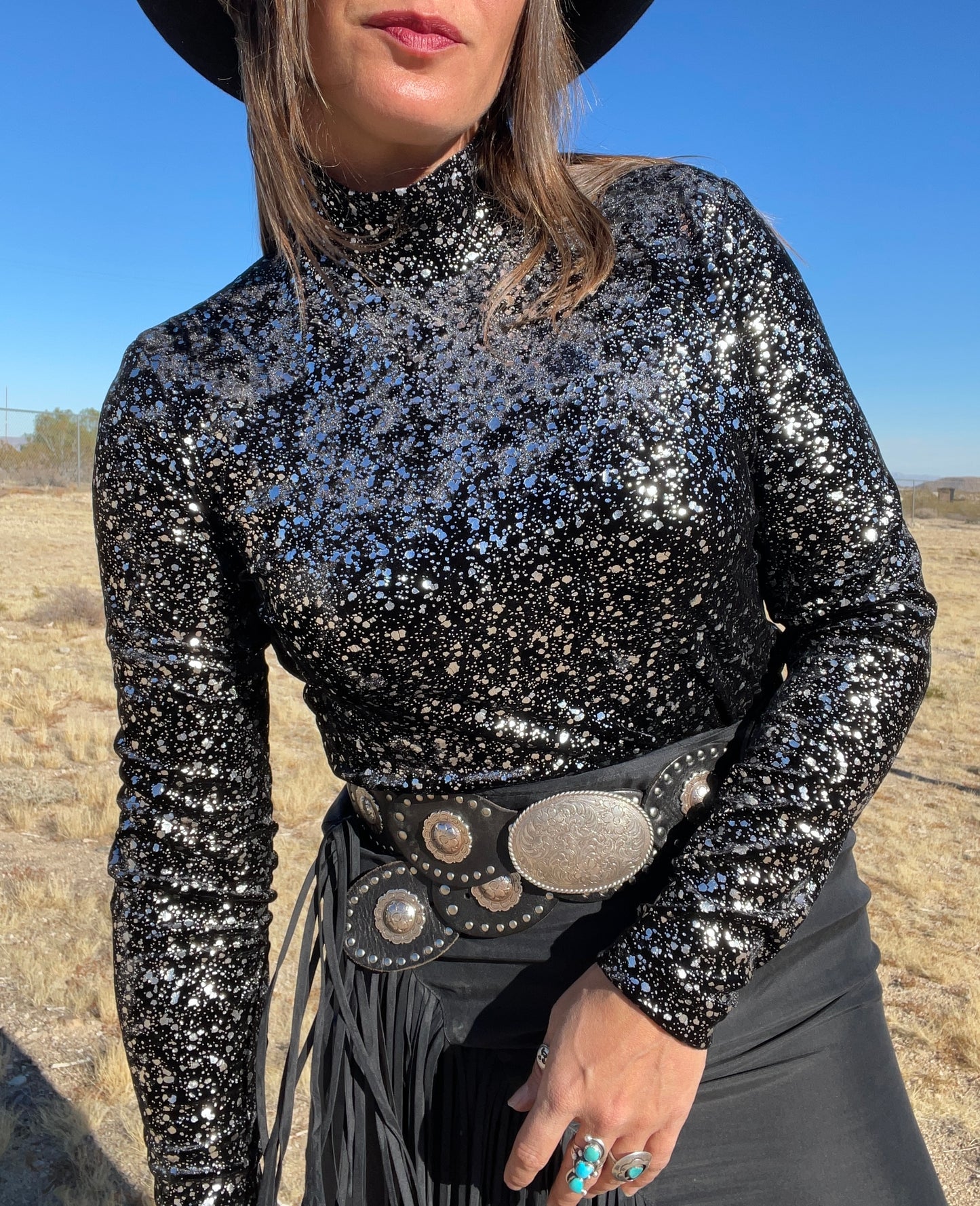 1980s Roughrider Velvet Metallic Disco Rodeo Top