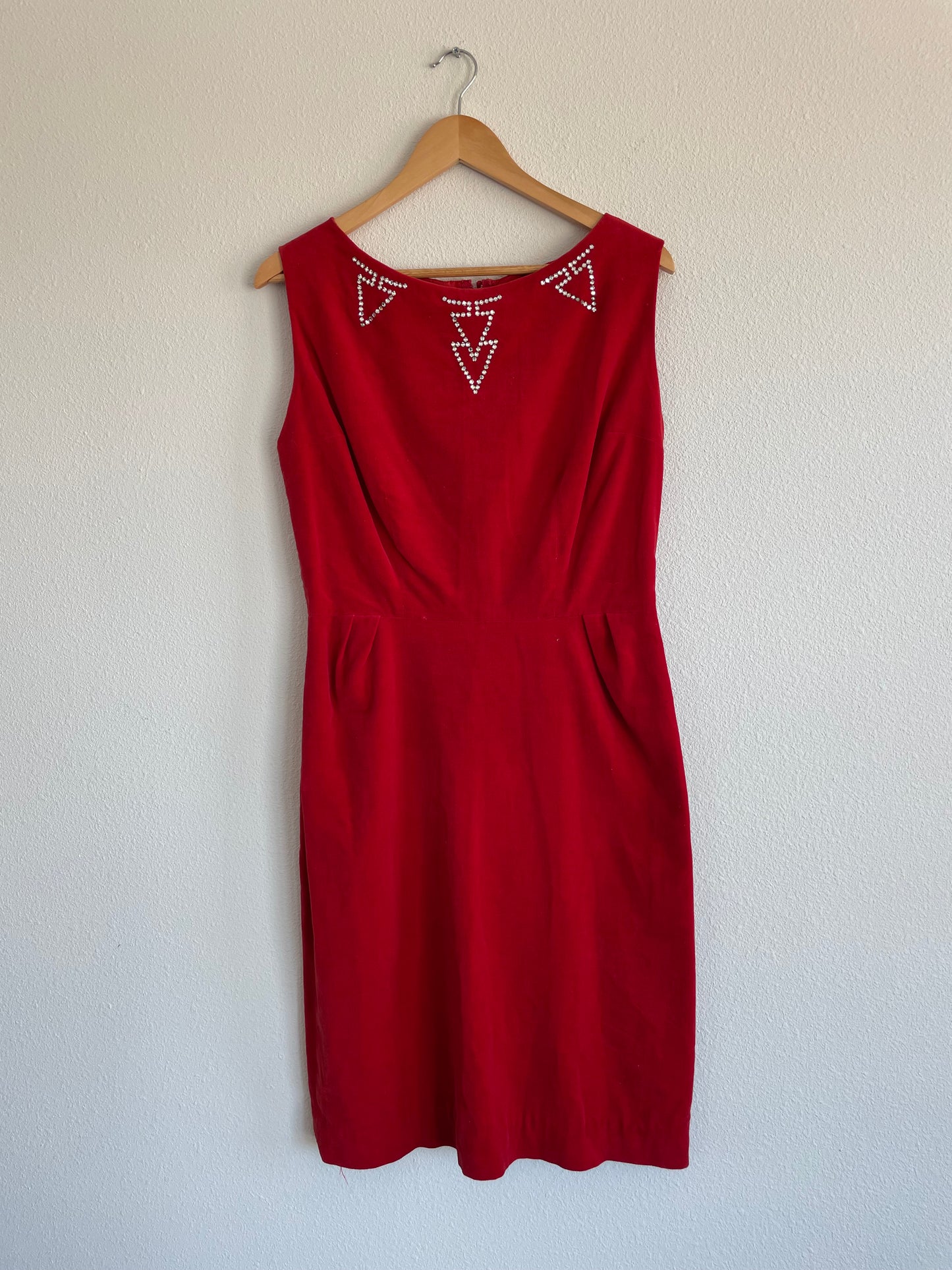 1950s Rhinestone Velvet Wiggle Dress