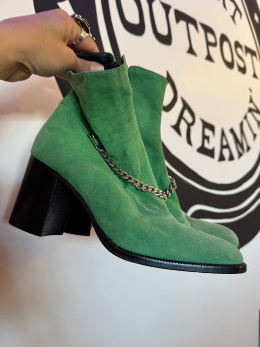 Vintage green suede boots Sz 7