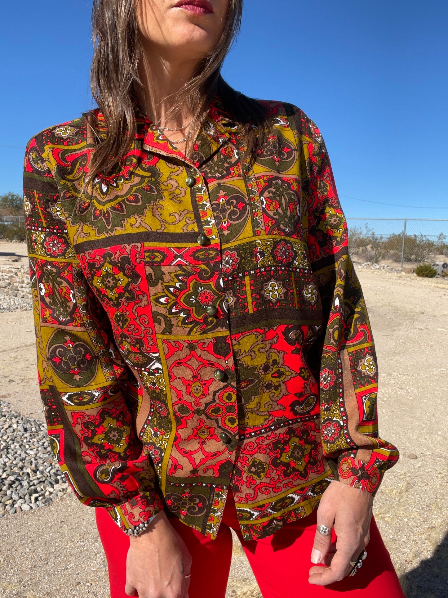 1970s Handmade Christmas Blouse