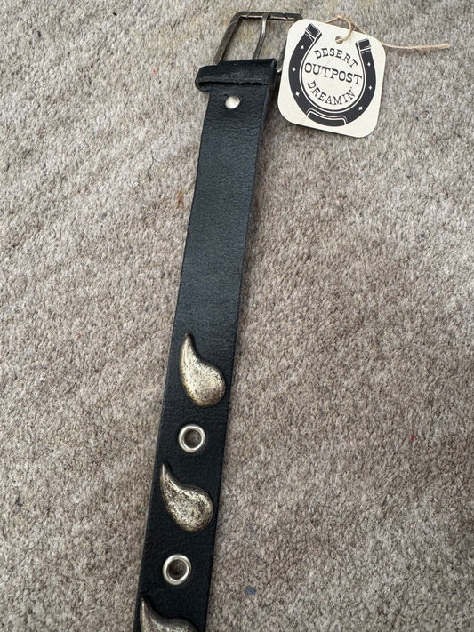 Vintage black concho made in France belt Sz XS - S