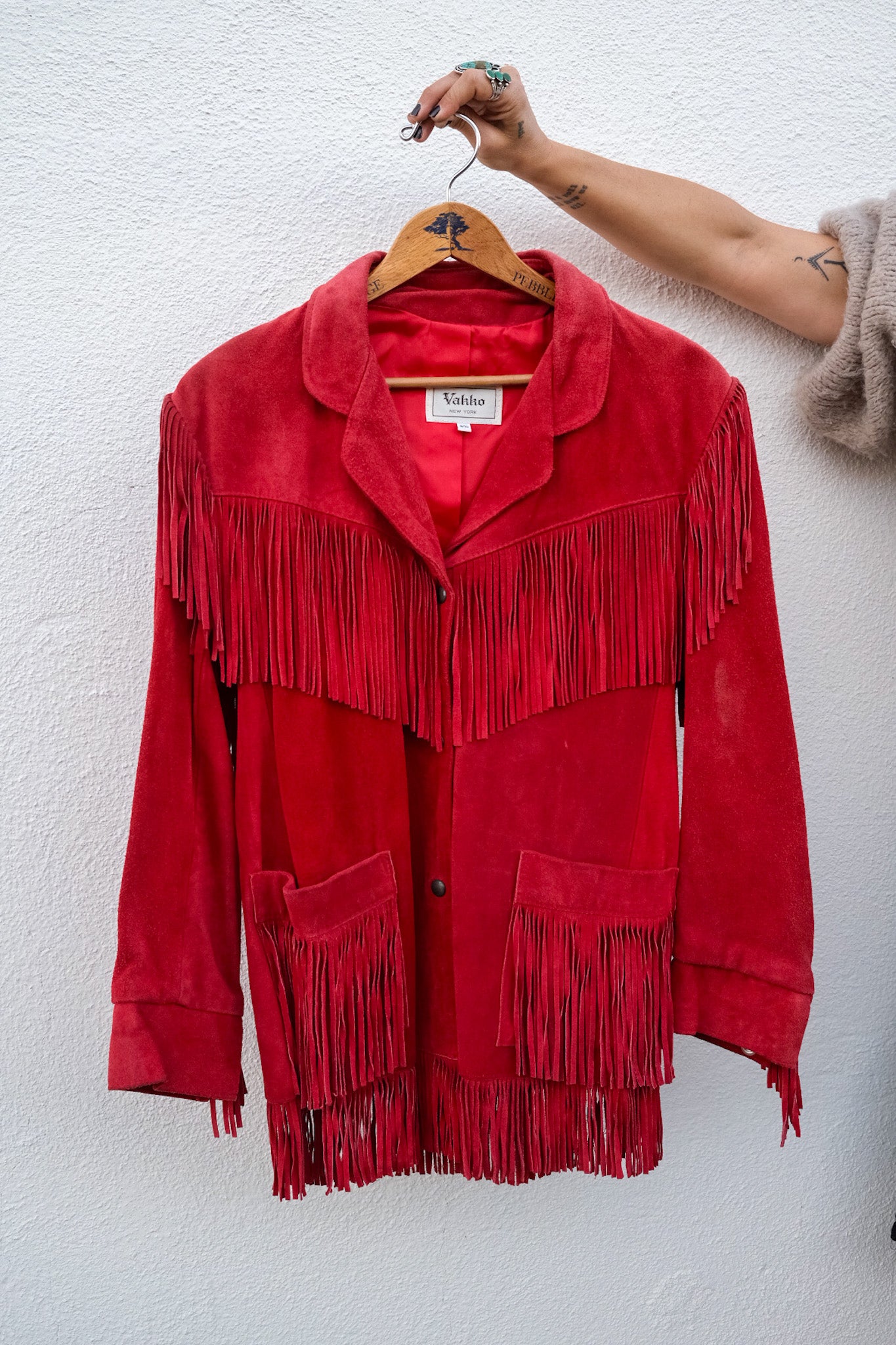 1970s Red Suede Fringe Western Jacket