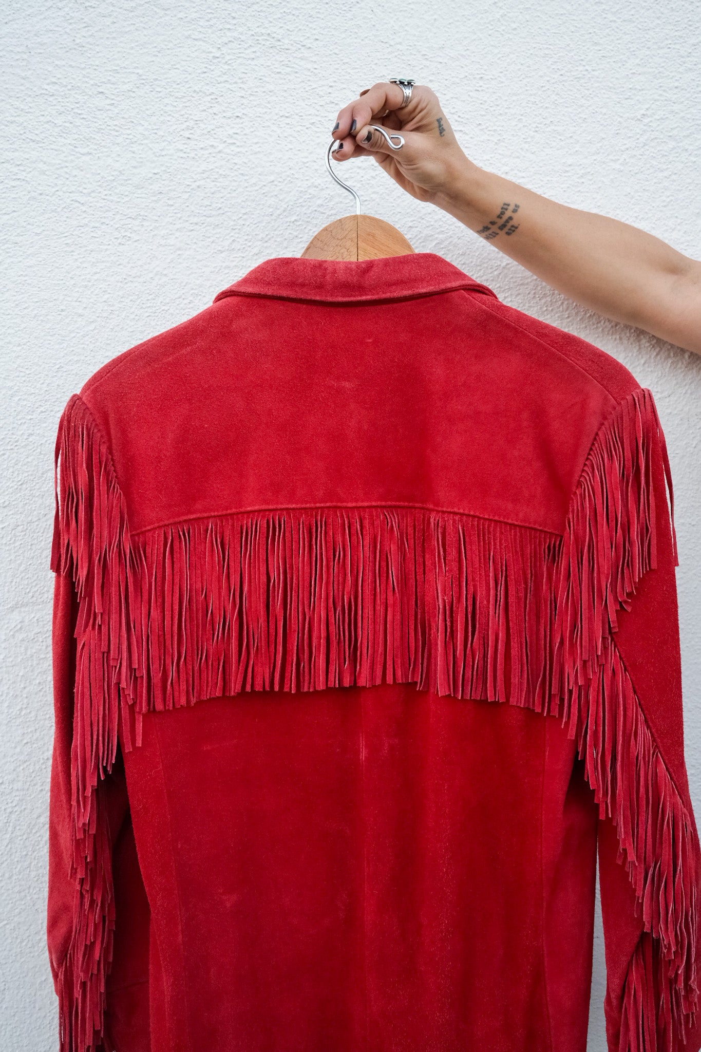 1970s Red Suede Fringe Western Jacket