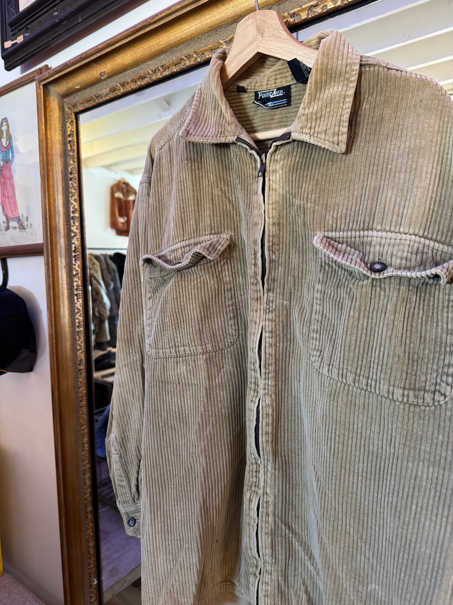 Y2k corduroy zip up Sz L