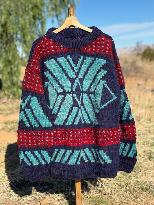 Vintage Woven Southwestern Cowichan Sweater