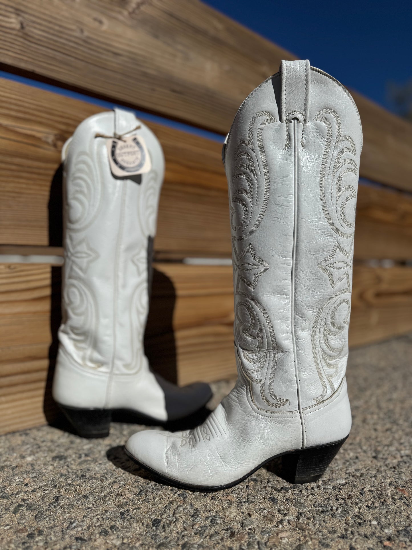 1970s Larry Mahan White Cowboy Boots