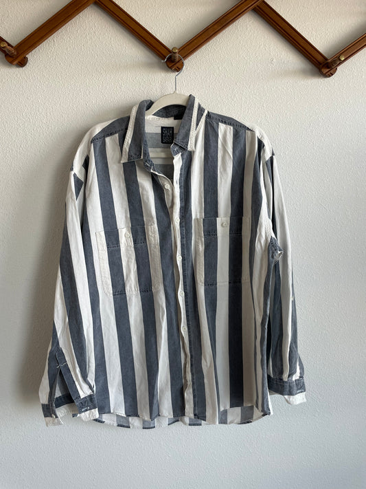 80s Denim Stripe Button Up