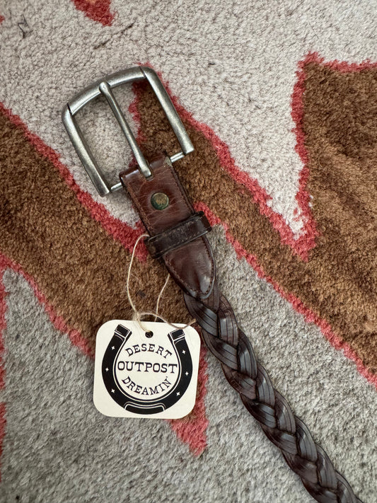 Vintage braided leather belt Sz M / L