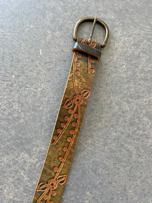 Vintage leather tooled belt