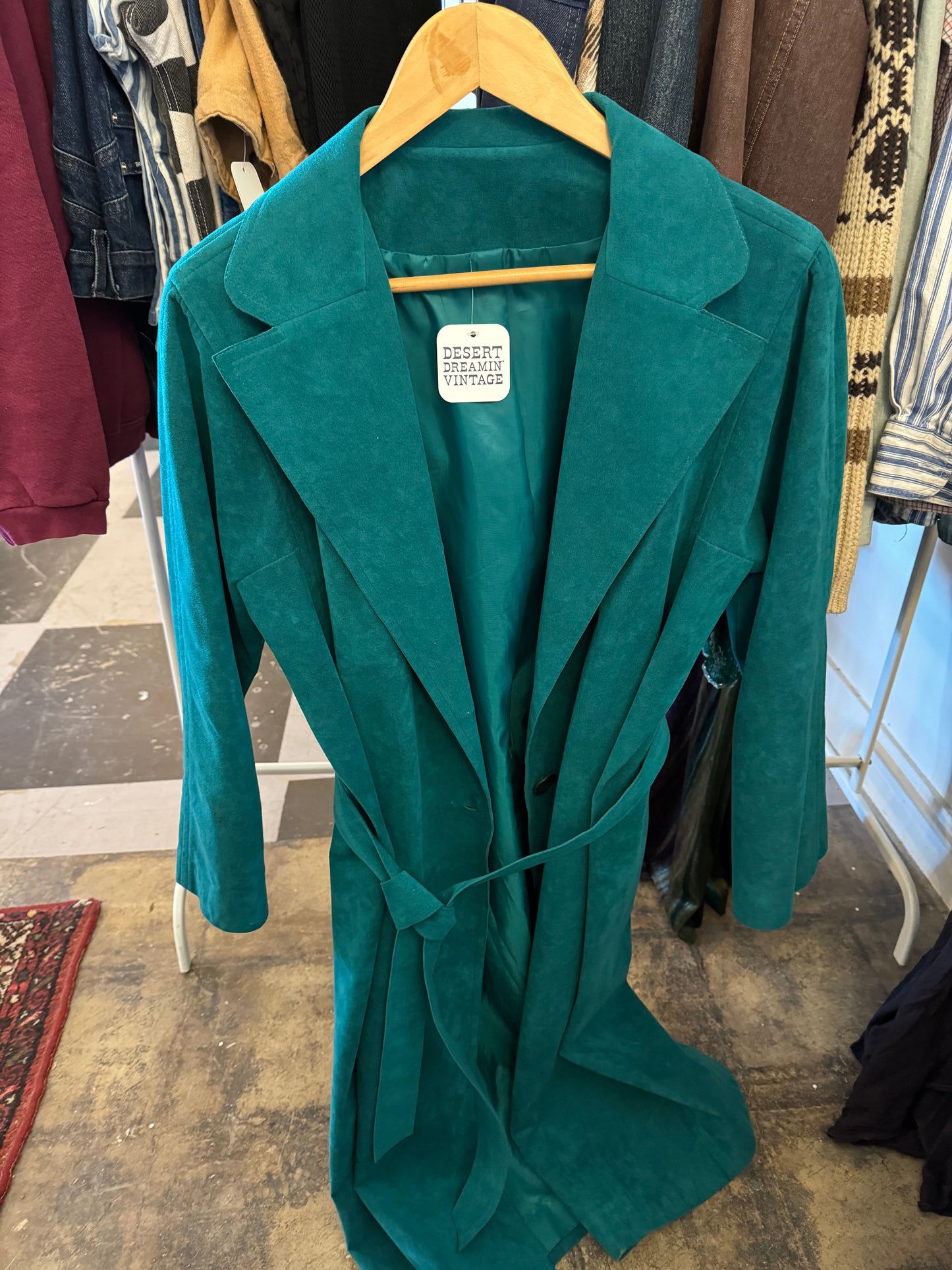 70s Micro Suede Turquoise Jacket Sz M / L