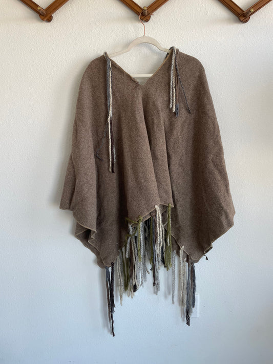 Vintage Fringe Poncho Free Size