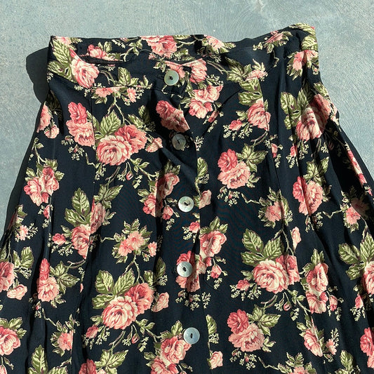 80s floral maxi skirt Sz S