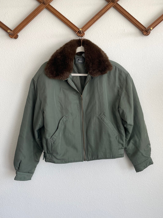 90s faux fur crop jacket