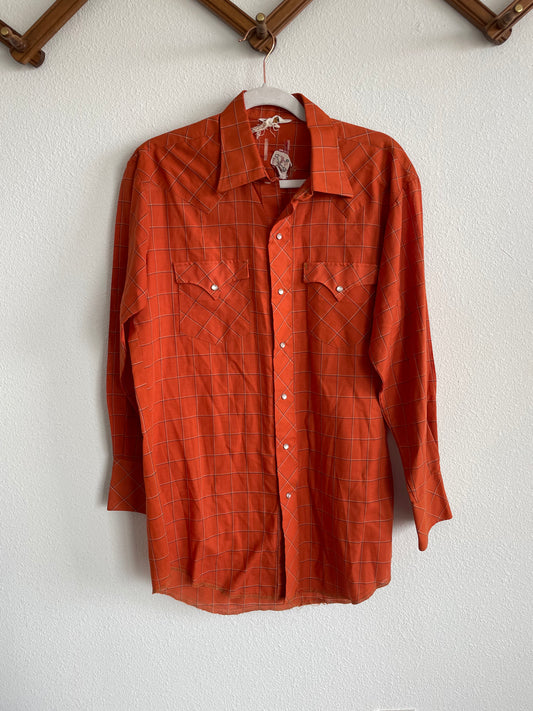 70s Orange Pearlsnap Sz L / XL