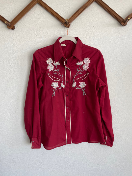 70s embroidered western pearlsnap