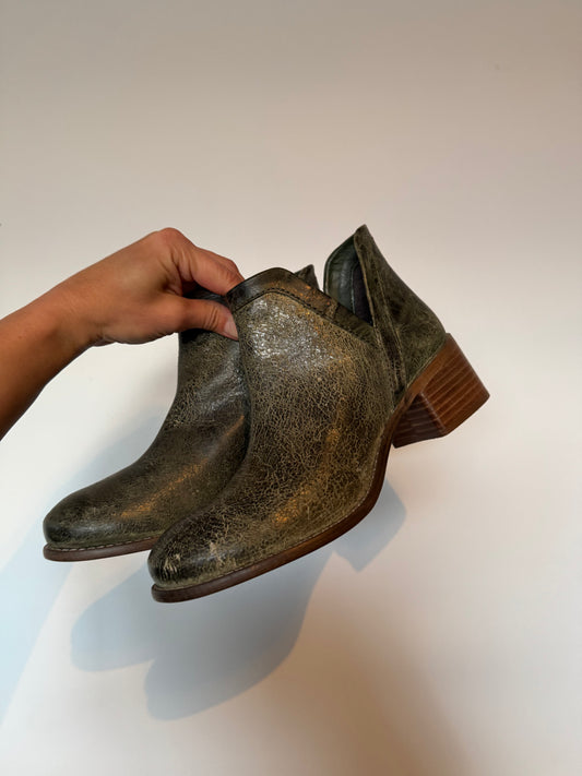 Green Leather Booties