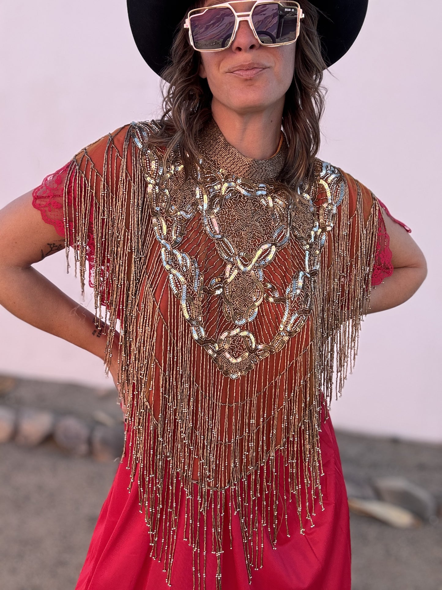 1980s Gold Sequin Capelet