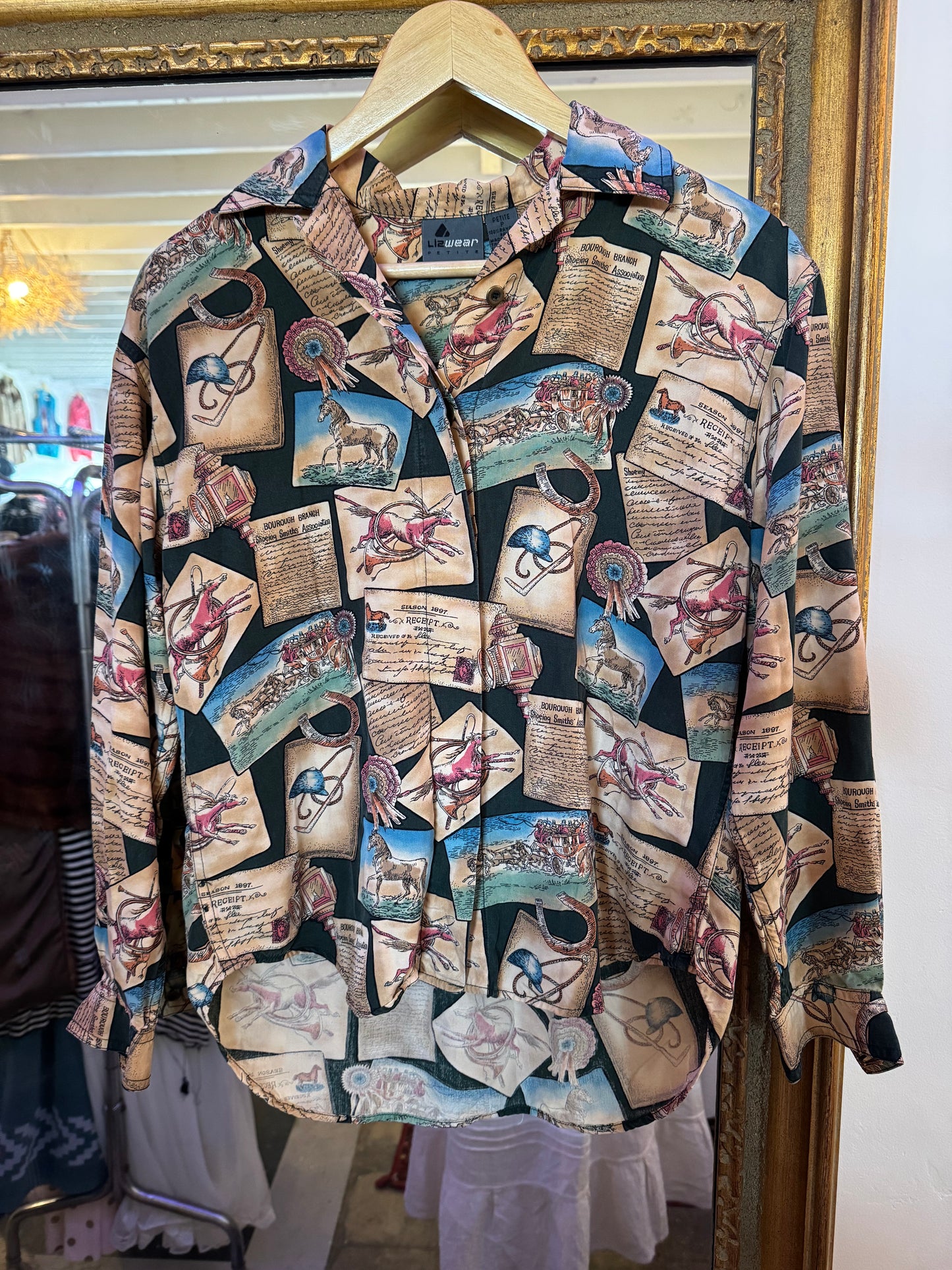 90s Western novelty blouse Sz S / M