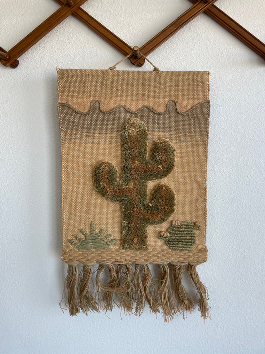 1980s Cactus Woven Wall Art