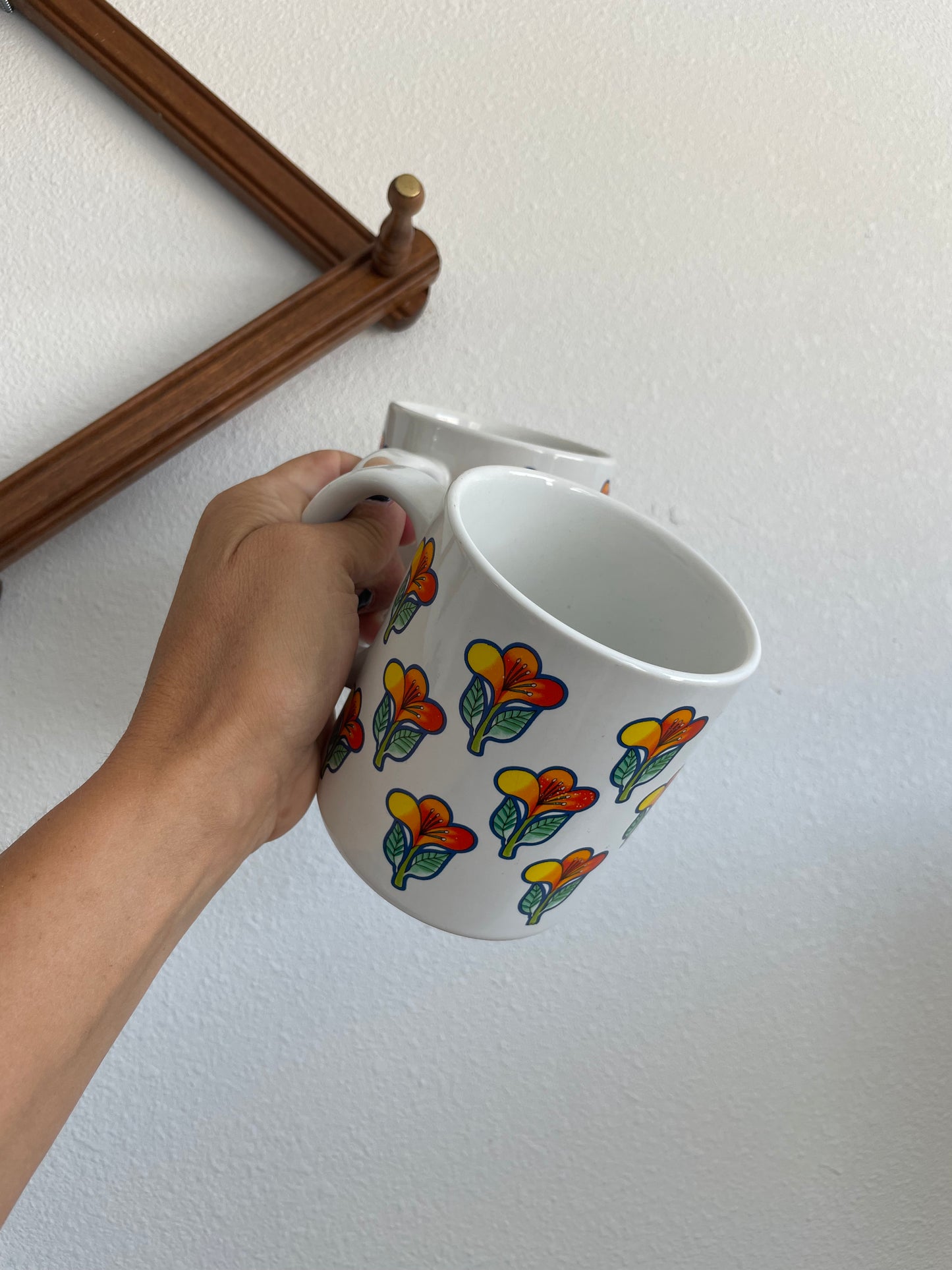 Vintage California Poppies Mugs pair